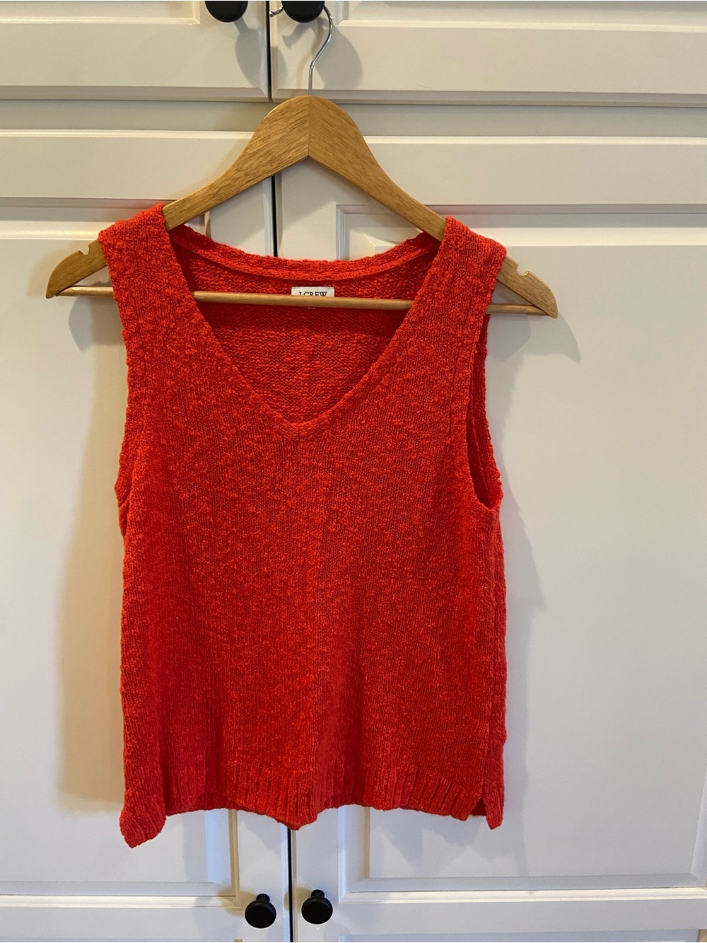 J. Crew Bright Red V-Neck Sleeveless Knit Tank